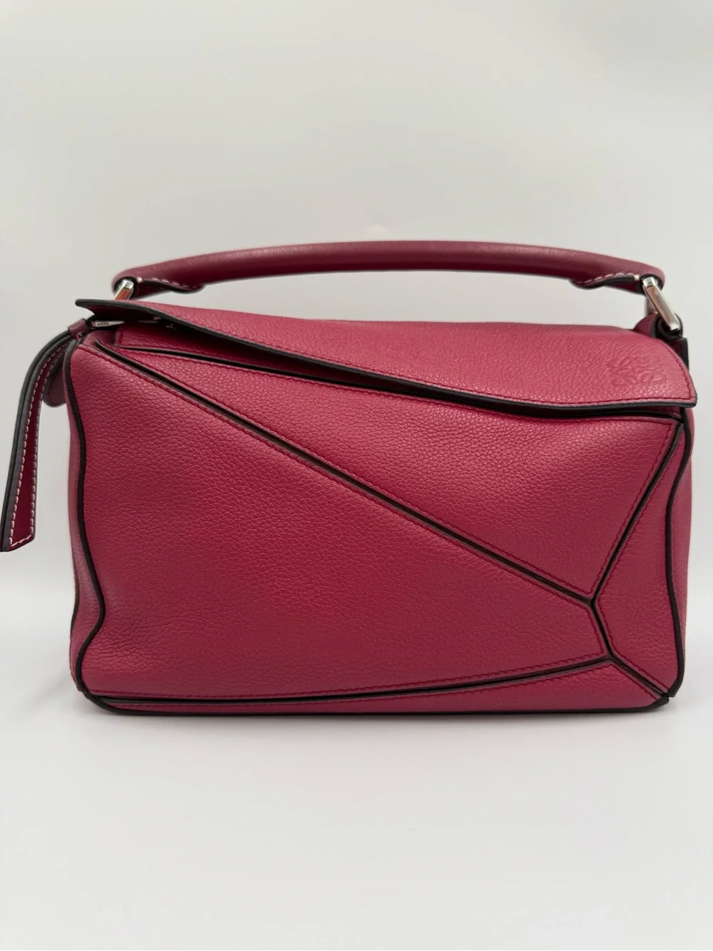 Loewe Hot Pink Puzzle Leather Top-Handle Shoulder Bag with Detachable CB Strap